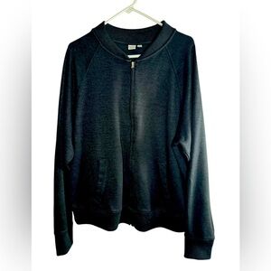 GAP Mens XL Tall Black Full Zip Bomber Jacket Casual Sweater Layering Streetwear